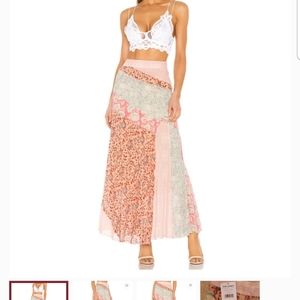 Free People Palma patchwork skirt peach